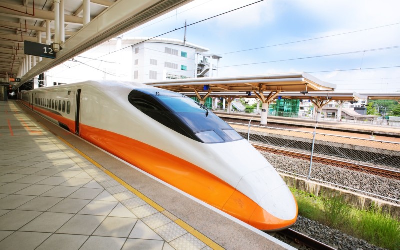 High Speed Bullet Train in a railway station in Japan