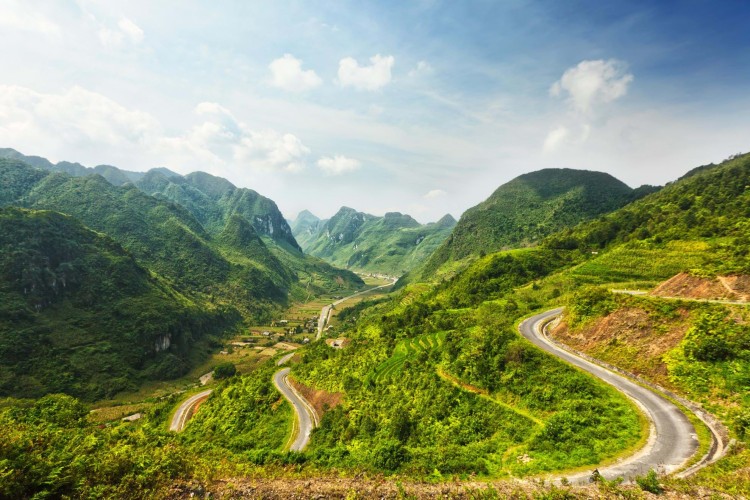 Windy roads with green scenery in Ha Giang