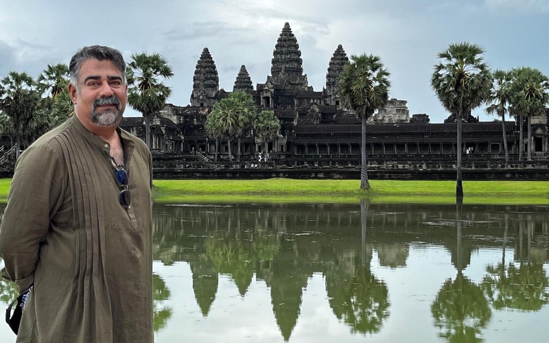Roop Kumar in front of Angkor Wat in Cambodia